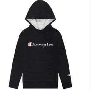 Champion Hoodie Sweatshirt, L, Black hoodie lined in Grey Boy or Girl